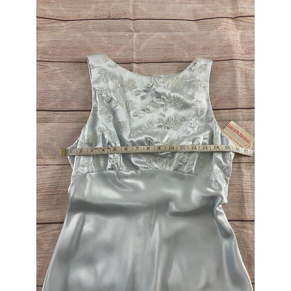 NWT Michaelangelo David's Bridal Ice Blue Satin Sleeveless Dress - 12 - Picture 6 of 14